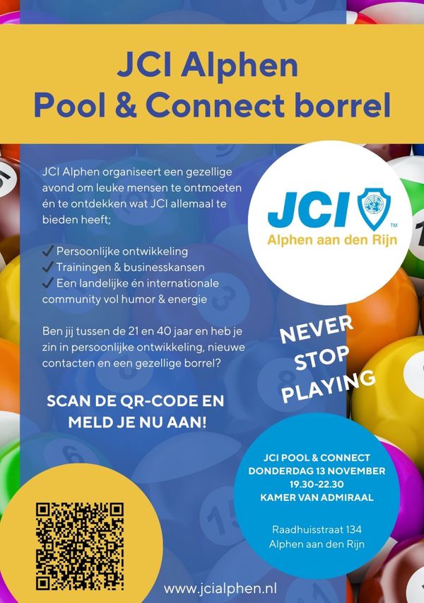 Pool & Connect Borrel – Ontdek JCI Alphen! 🎱✨